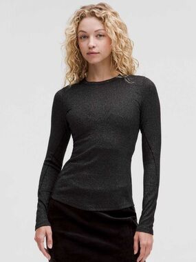 NWT Lululemon Hold Tight Long-Sleeve Shirt *Sparkle
Black / Silver